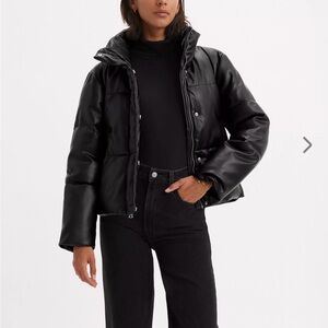 Levi’s Faux Leather Black Puffer Jacket